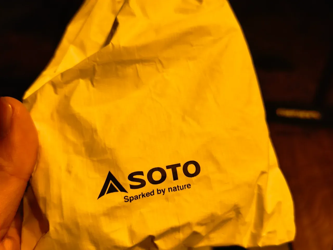 SOTOのスタッフサック。開封の瞬間